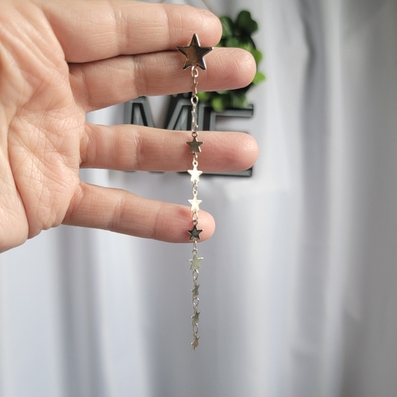 handmade Jewelry - New Handmade long star earrings silver colored